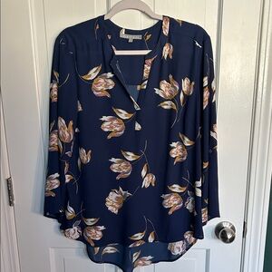 Daniel Rainn Navy Floral Blouse
